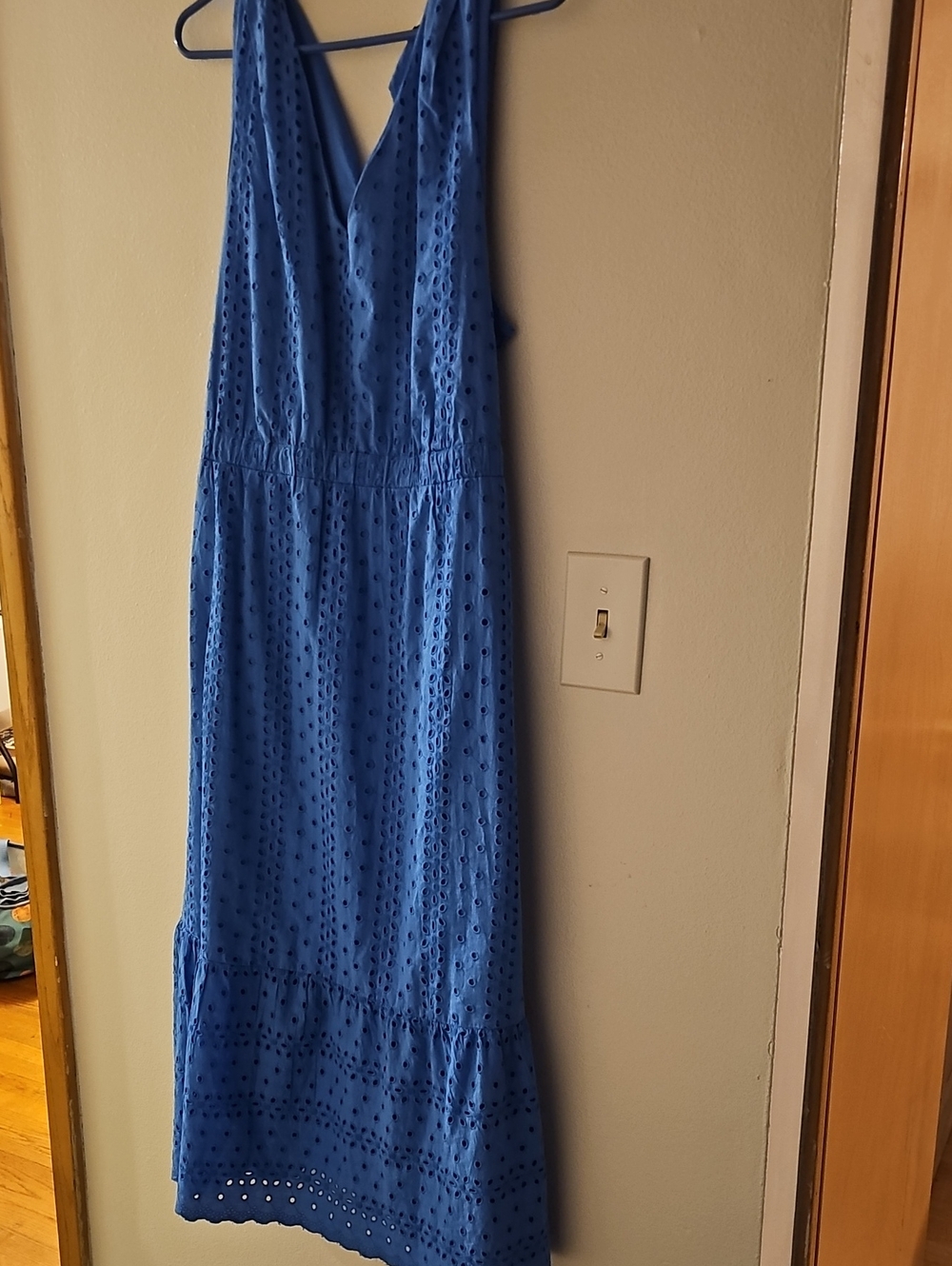 Sonoma Blue Eyelet V-Neck Maxi Dress